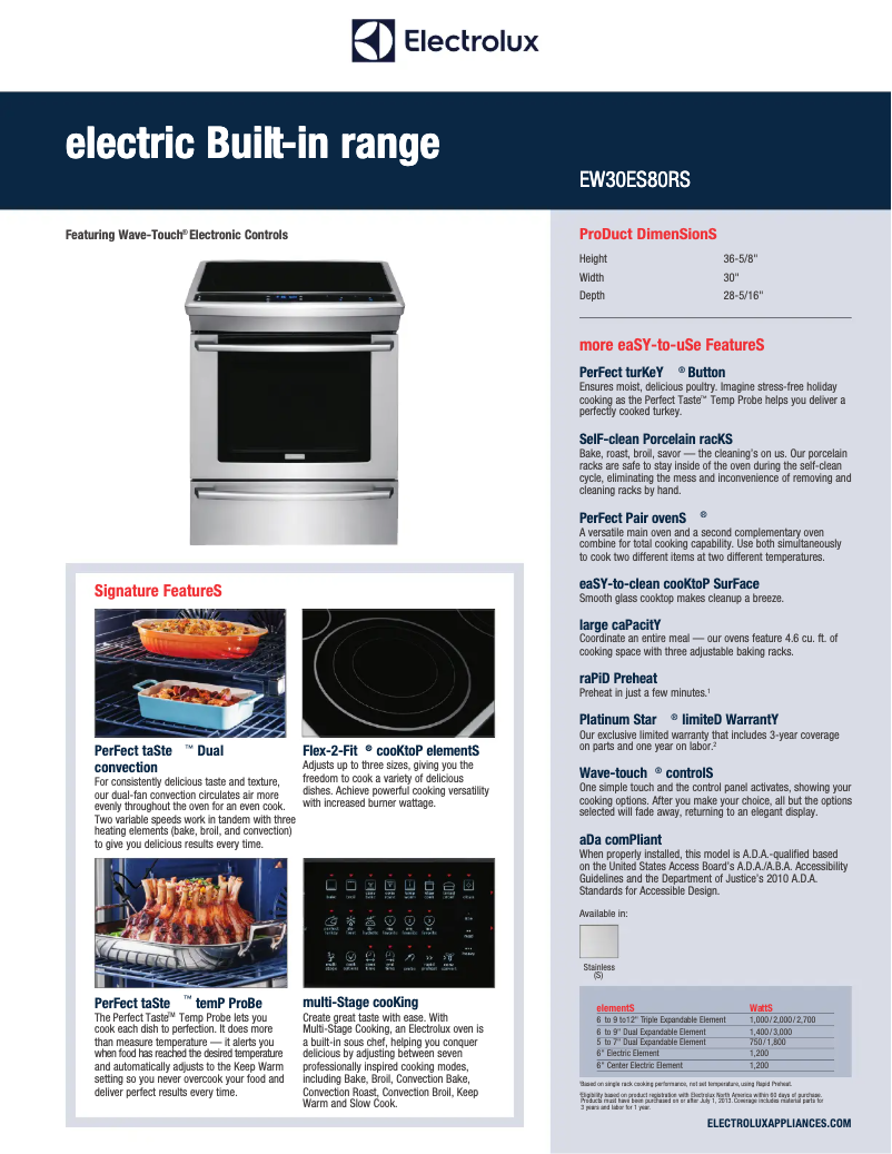 Page n°1 - Fiche technique Electrolux EW30ES80RS