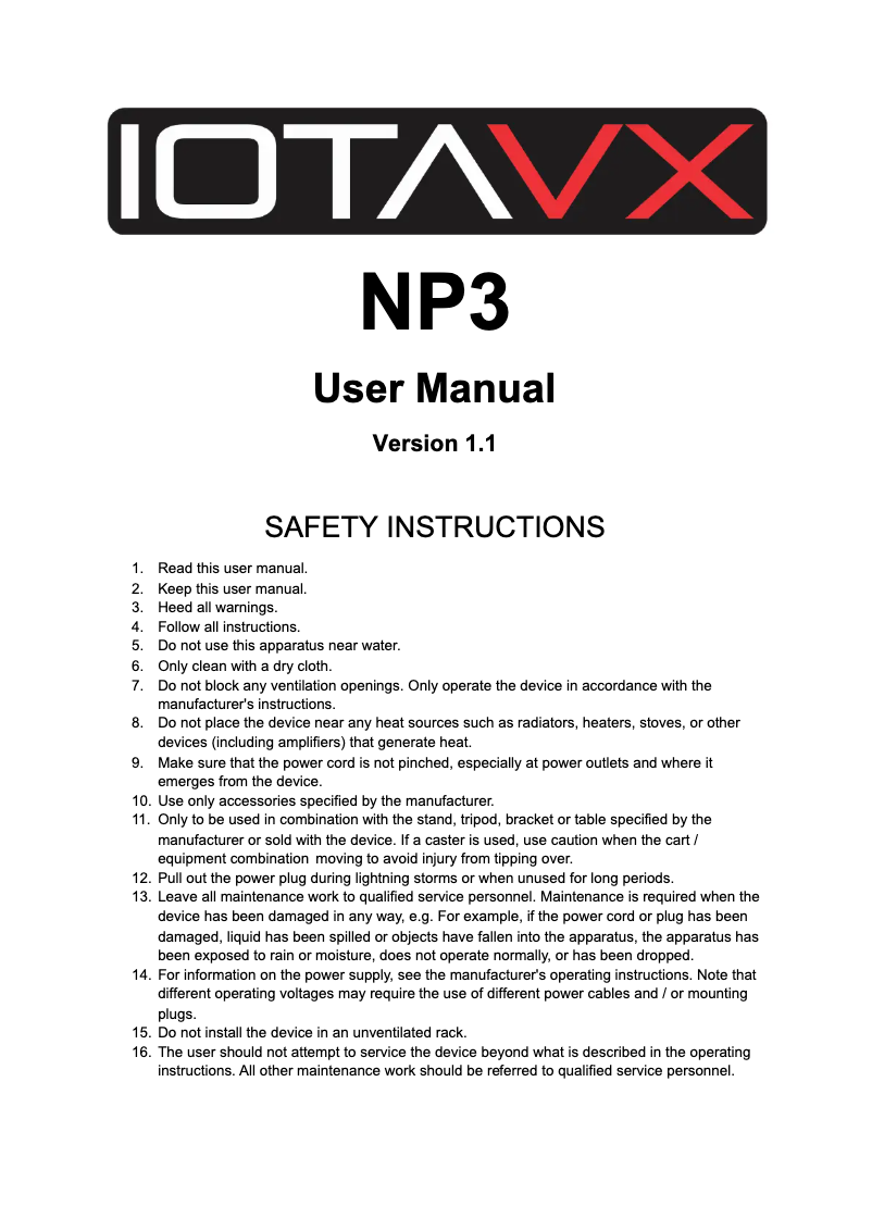 Image de la première page du manuel de l'appareil NP3