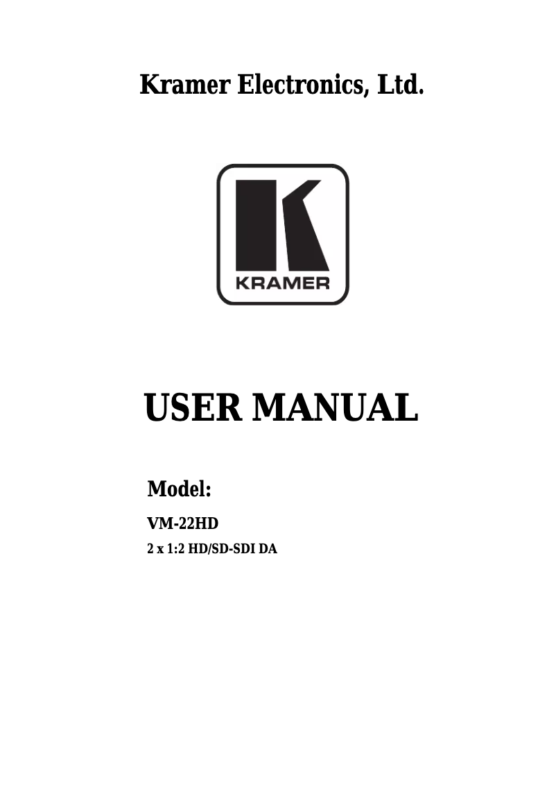 Página 1 del manual Manual de usuario Kramer VM-22HD
