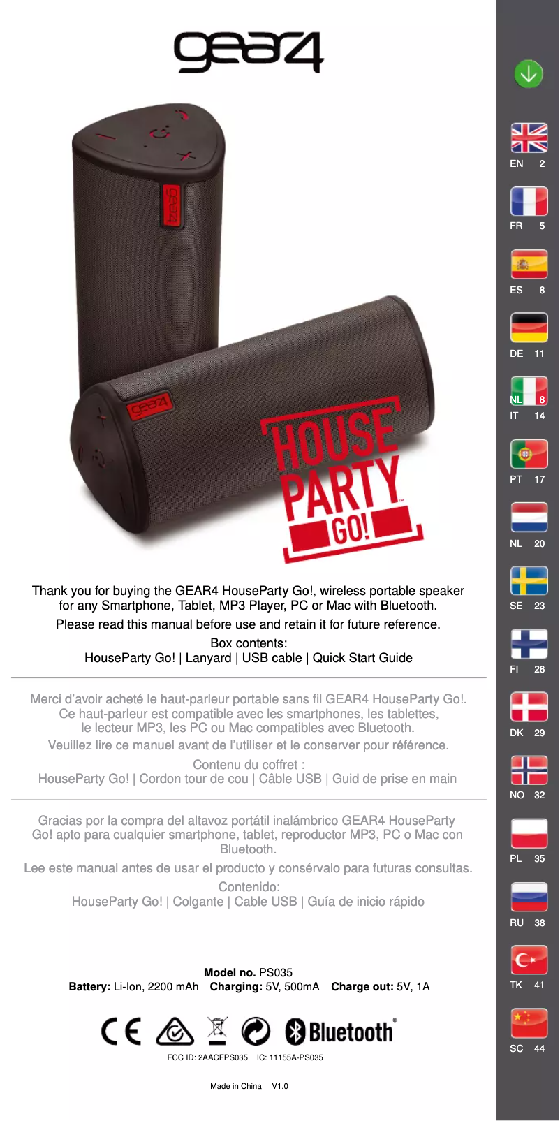 Página 1 del manual Manual de usuario Gear4 HouseParty Go!