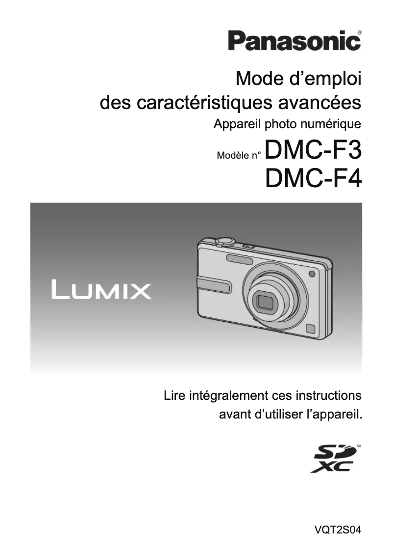 Page 1 de la notice Manuel utilisateur Panasonic Lumix DMC-F4