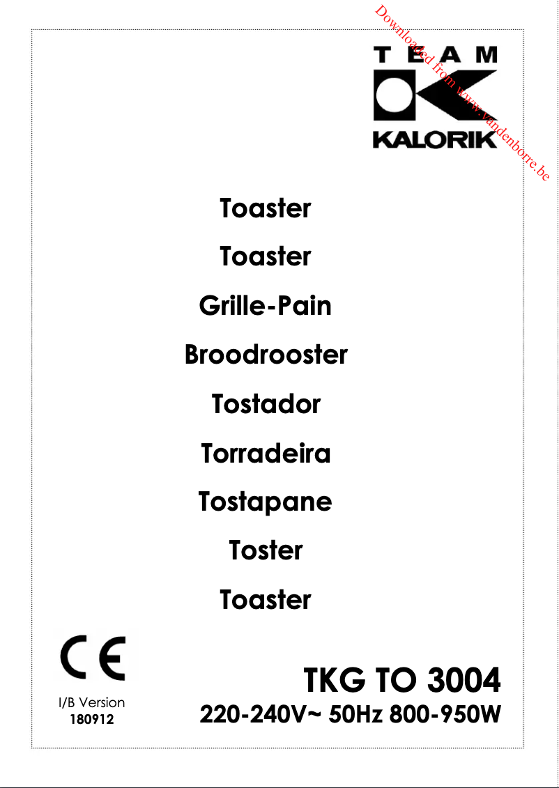 Página 1 del manual Manual de usuario Kalorik TKG TO 3004