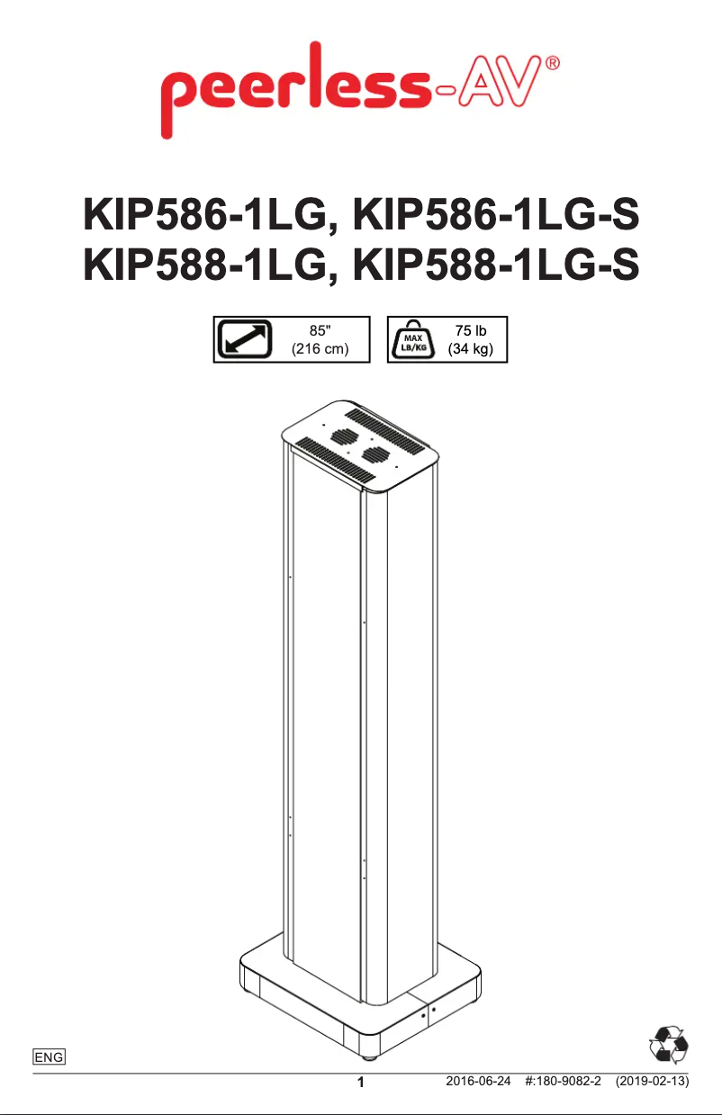 Page n°1 - Manuel utilisateur Peerless-AV KIP588-2LG-EUK