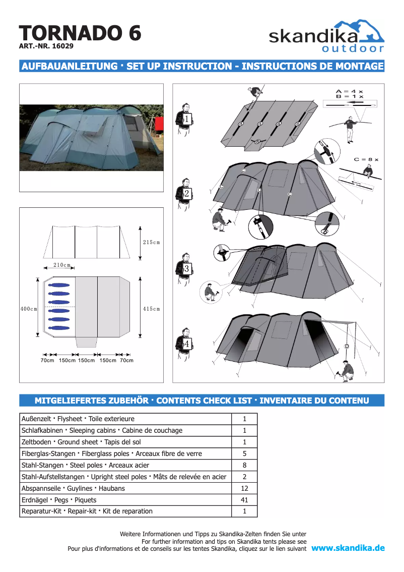 Page n°1 - Manuel utilisateur Skandika Tornado 6