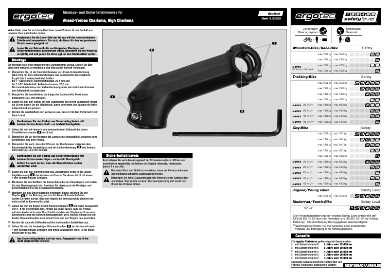 Page 1 de la notice Manuel utilisateur Ergotec High Charisma