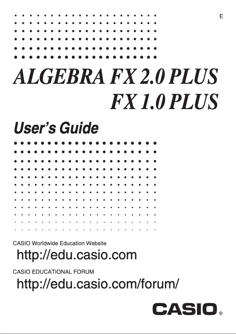 Image de la première page du manuel de l'appareil Algebra FX 1.0 Plus