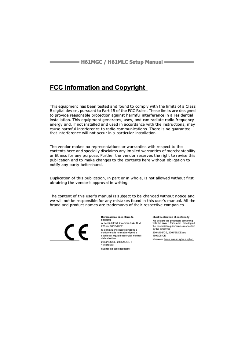 Página 1 del manual Manual de usuario Biostar H61MLC