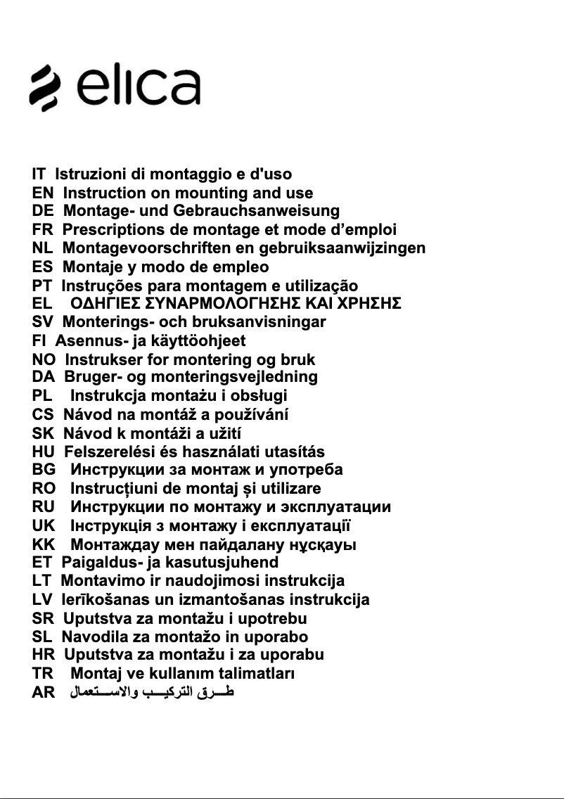 Page n°1 - Manuel utilisateur Elica Era 60