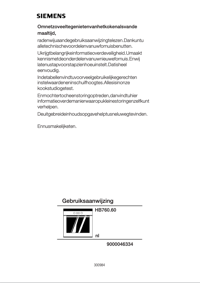 Page 1 de la notice Manuel utilisateur Siemens HB760660S