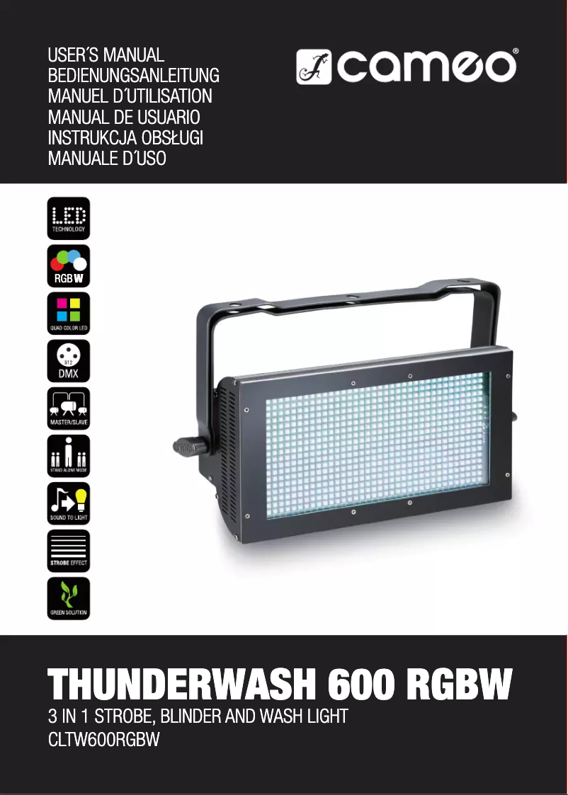 Imagen de la primera página del manual del dispositivo THUNDERWASH 600 RGBW