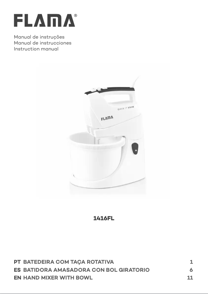 Page 1 de la notice Manuel utilisateur Flama 1416FL