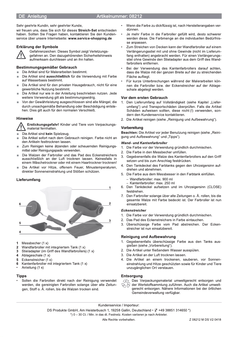 Page 1 de la notice Manuel utilisateur EasyMaxx 08212