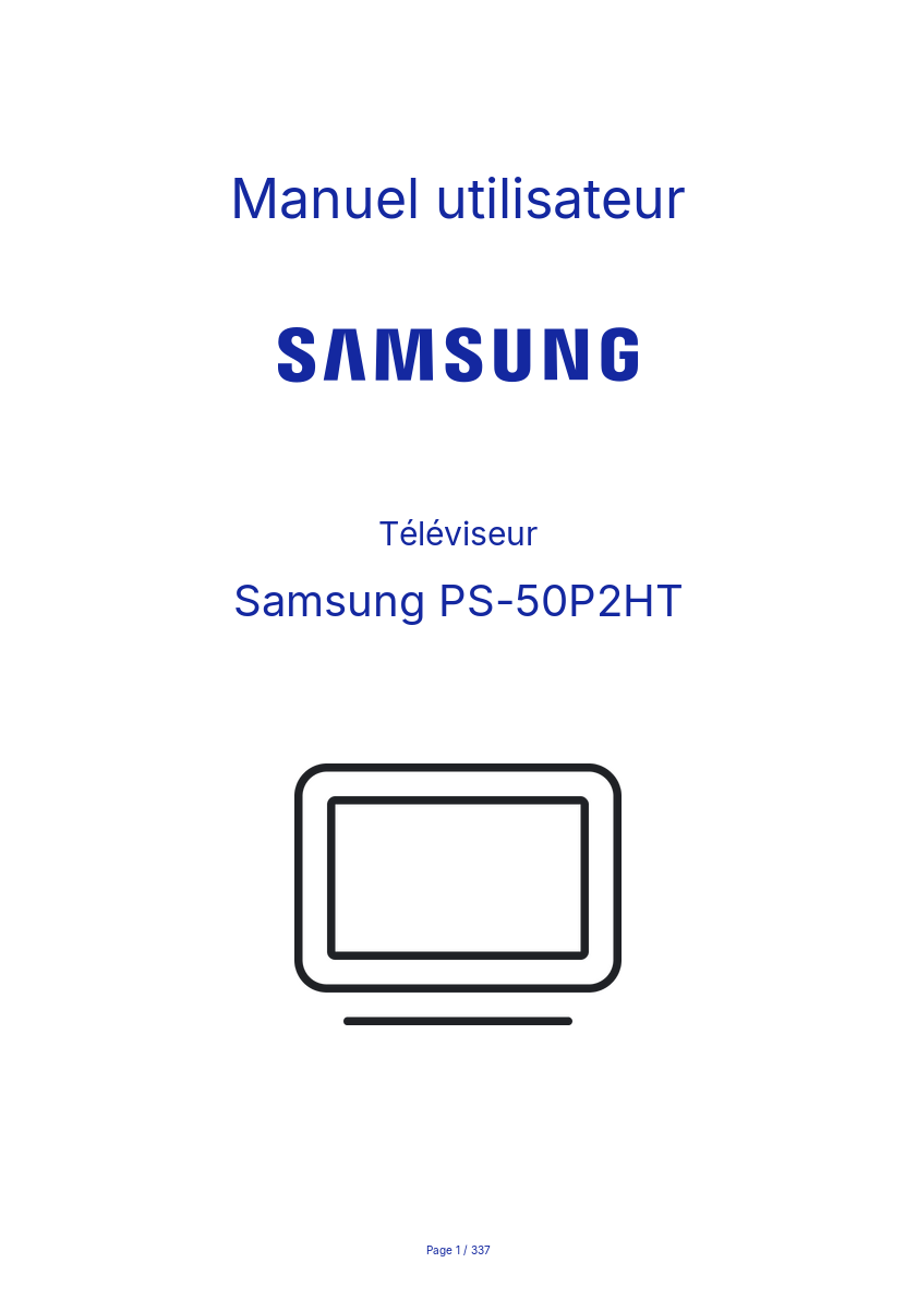 Page n°1 - Manuel utilisateur Samsung PS-50P2HT