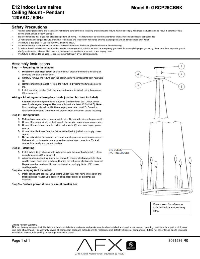 Página 1 del manual Manual de usuario AFX Grace GRCP26CBBK