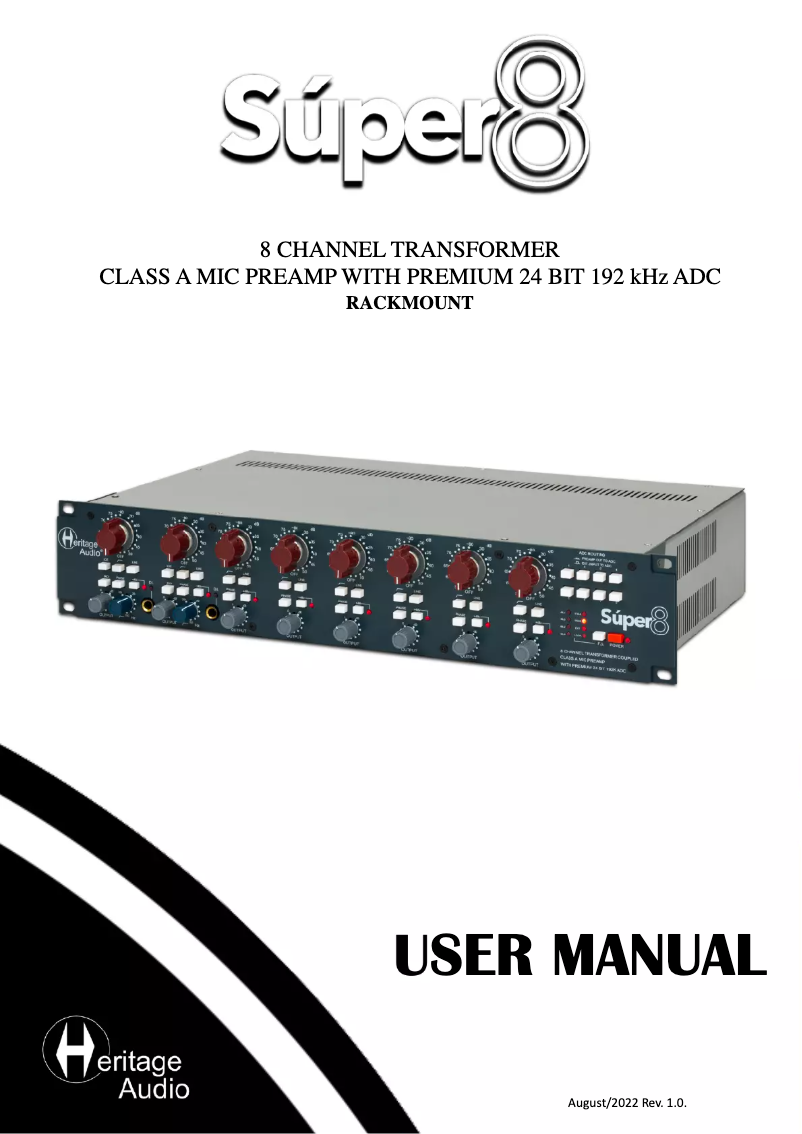 Page 1 de la notice Manuel utilisateur Heritage Audio Súper 8