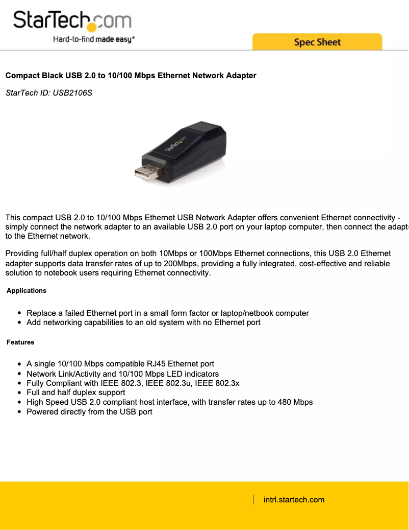 Página 1 del manual Folleto StarTech.com USB2106S