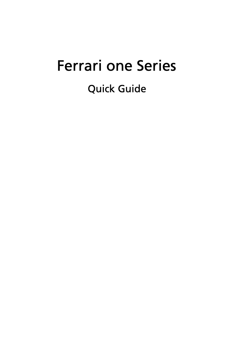 Image de la première page du manuel de l'appareil Ferrari One 200