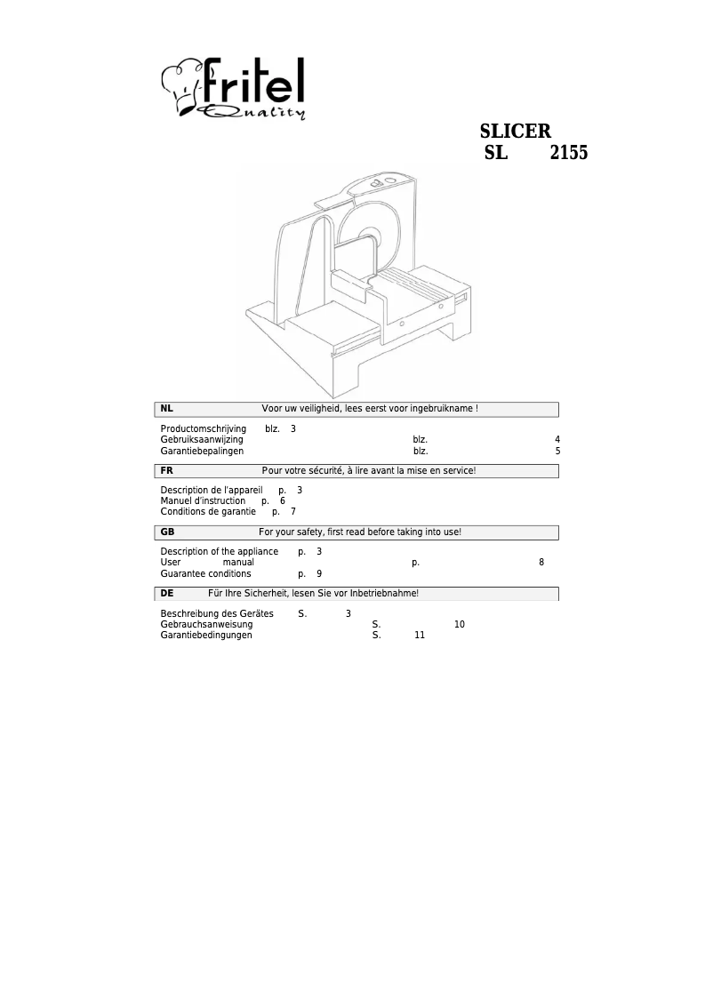 Page 1 de la notice Manuel utilisateur Fritel SL 2155