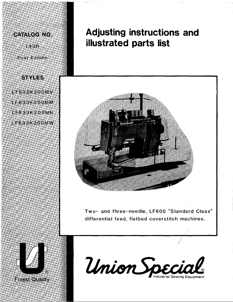 Page 1 de la notice Manuel utilisateur Union Special LF633K200MN