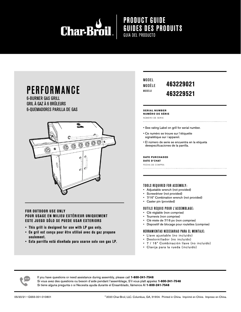 Page 1 de la notice Manuel utilisateur Char-Broil Performance 463229521