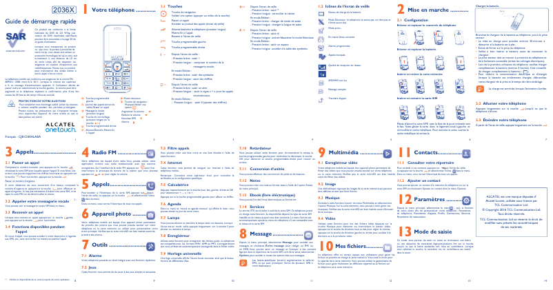 Page 1 de la notice Manuel utilisateur Alcatel One Touch 2036X