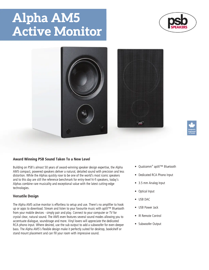 Imagen de la primera página del manual del dispositivo Alpha AM5