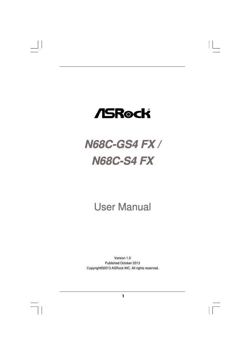Página 1 del manual Manual de usuario Asrock N68C-GS4 FX