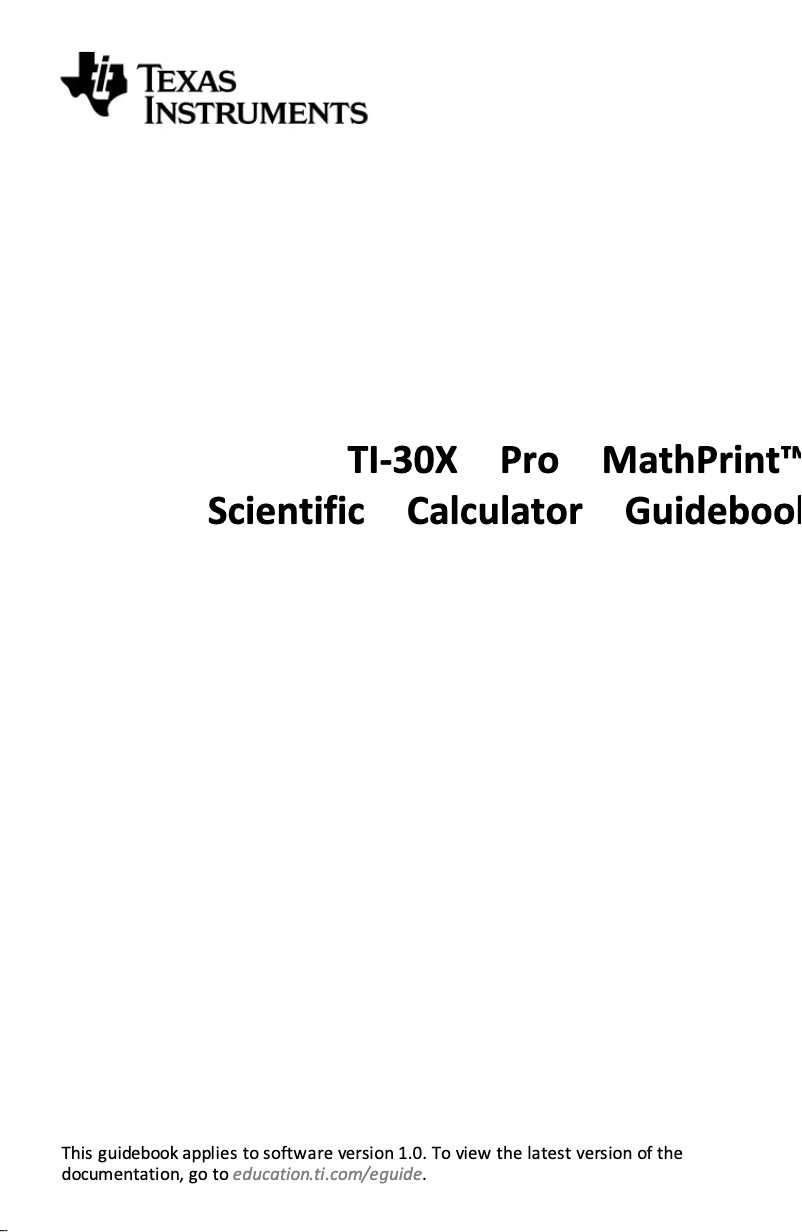 Image de la première page du manuel de l'appareil TI-30X Plus MathPrint