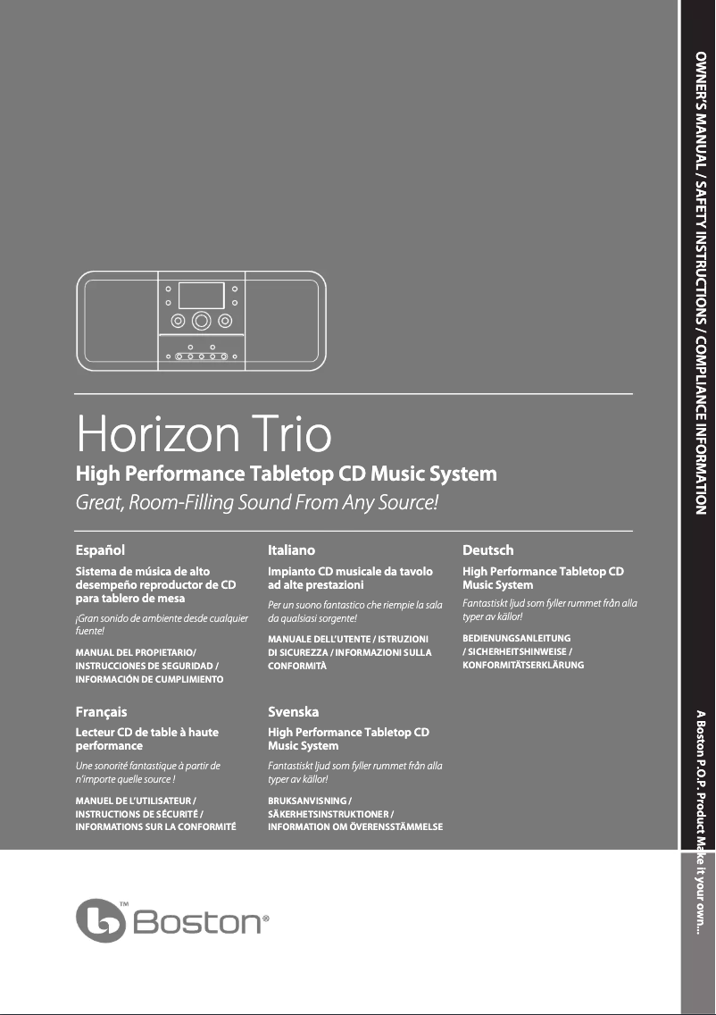 Image de la première page du manuel de l'appareil Horizon Trio