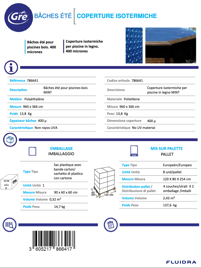 Page 1 de la notice Manuel utilisateur Gre 786641