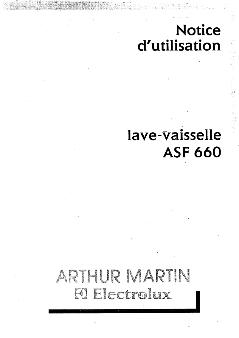 Page 1 de la notice Manuel utilisateur Arthur Martin-Electrolux ASF 660 B
