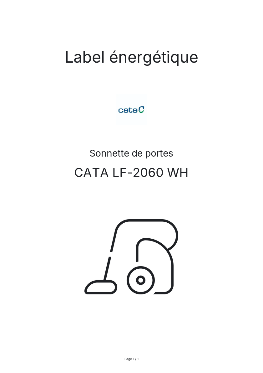 Page n°1 - Label énergétique CATA LF-2060 WH