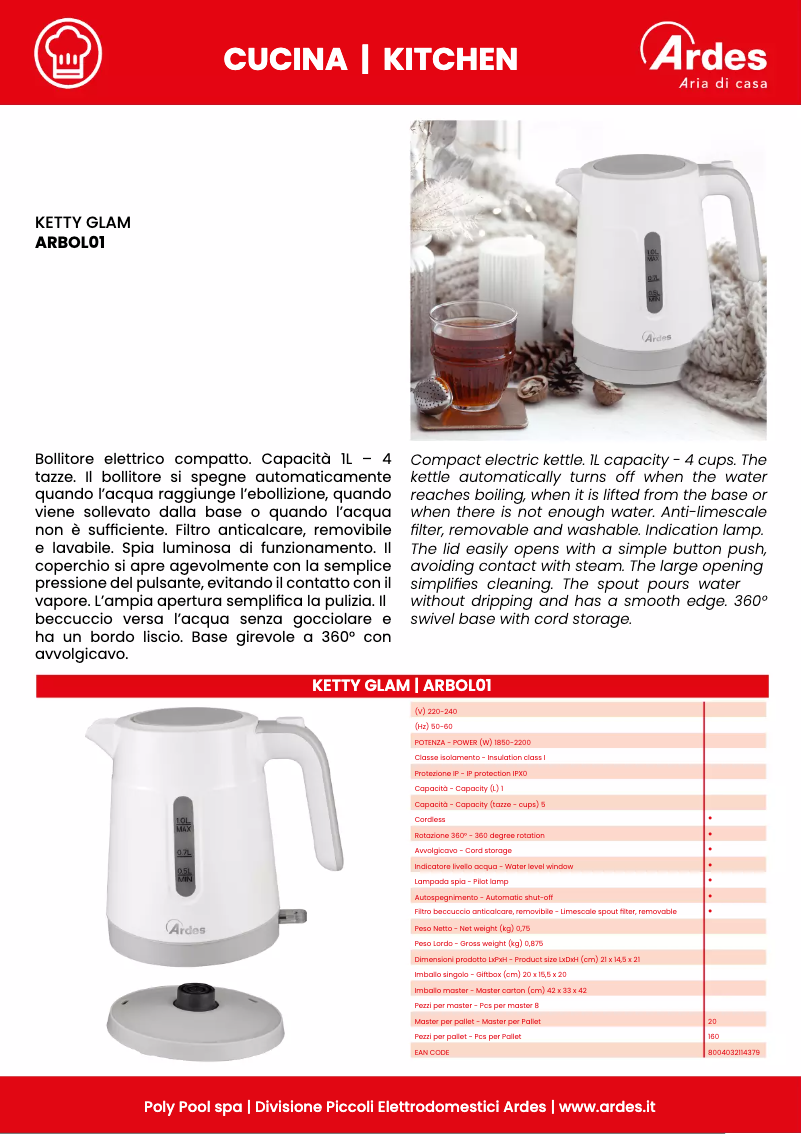 Image de la première page du manuel de l'appareil Ketty Glam ARBOL01