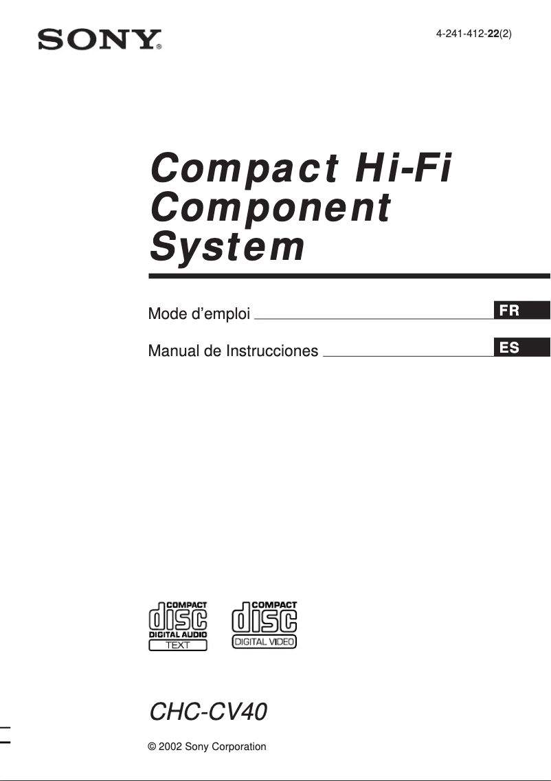 Página 1 del manual Manual de usuario Sony CHC-CV40