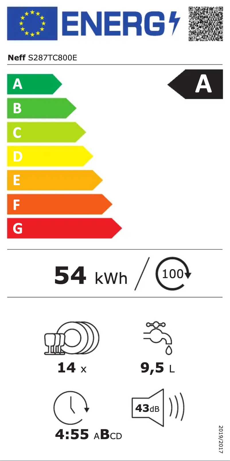 Page n°1 - Label énergétique Neff S287TC800E