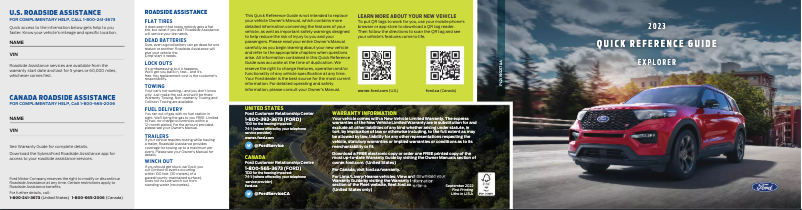 Page 1 de la notice Guide de démarrage rapide Ford Explorer (2023)