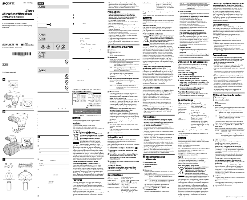 Page 1 de la notice Manuel utilisateur Sony ECM-XYST1