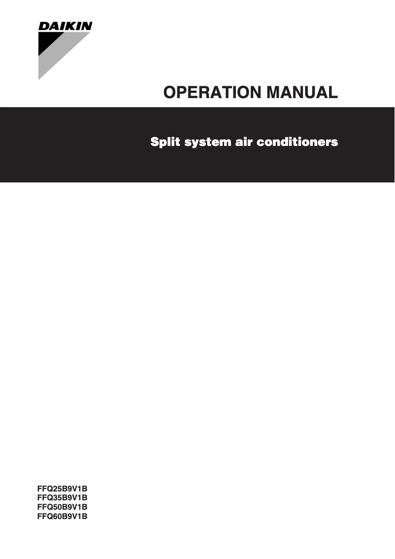 Page 1 de la notice Manuel utilisateur Daikin FFQ60B9V1B