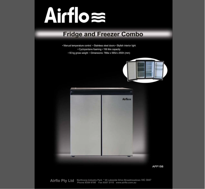 Page 1 de la notice Fiche technique Airflo AFF156