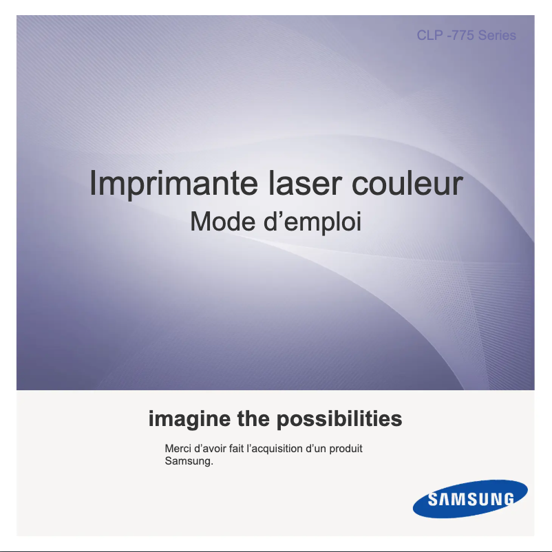 Page 1 de la notice Manuel utilisateur Samsung No CLP-775ND