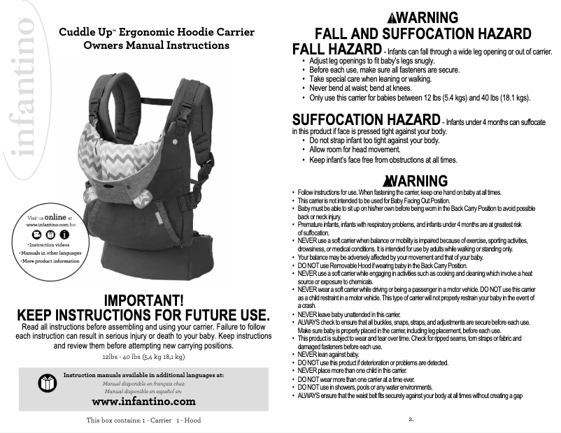 Image de la première page du manuel de l'appareil Cuddle Up