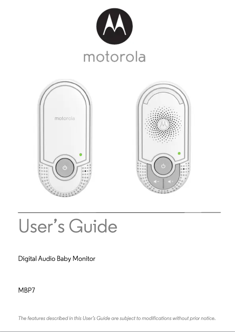 Page 1 de la notice Manuel utilisateur Motorola MBP7