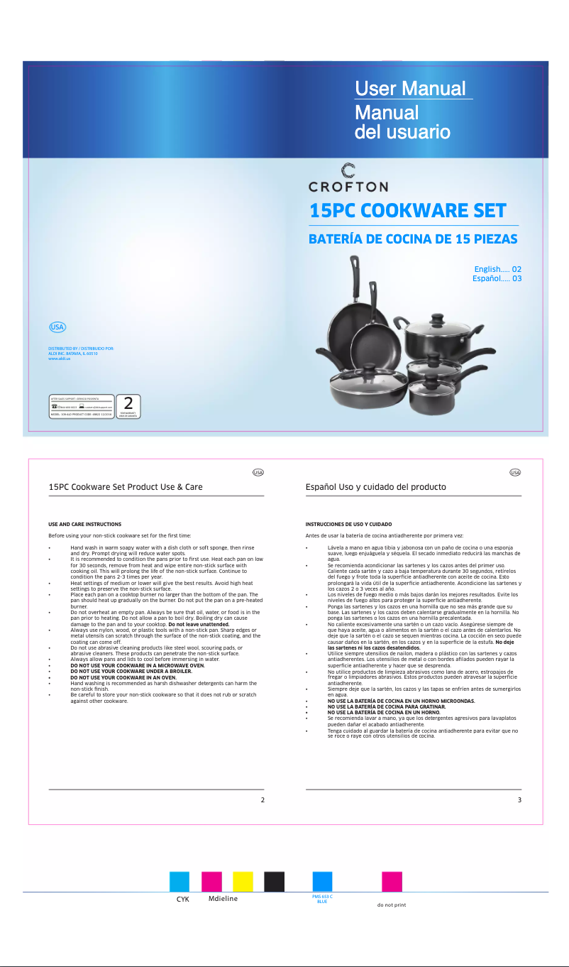 Page n°1 - Manuel utilisateur Crofton 15 Piece Cookware Set 48822
