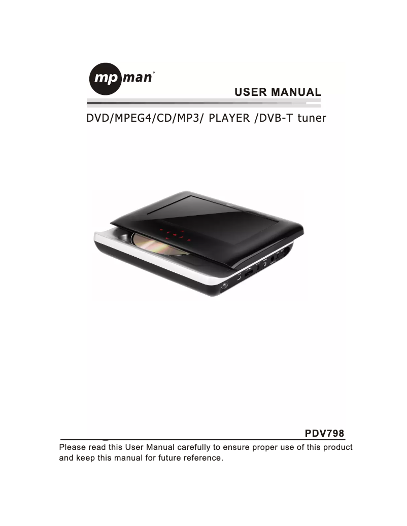 Image de la première page du manuel de l'appareil PDV798 DVBT