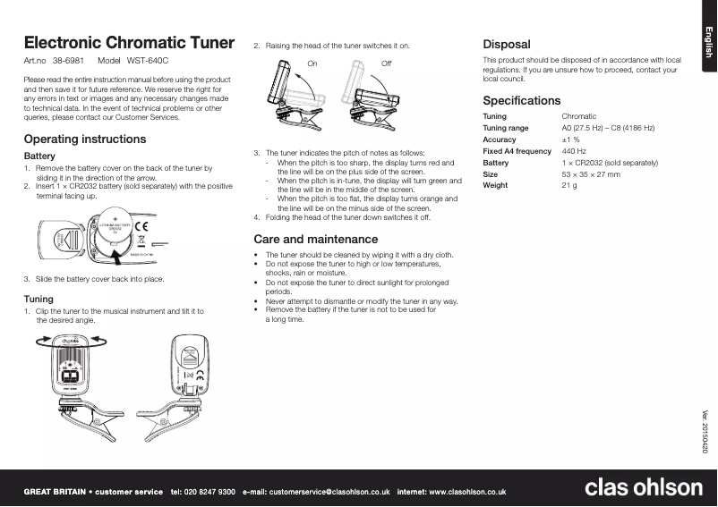 Image de la première page du manuel de l'appareil WST-640C