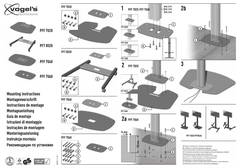 Page 1 de la notice Manuel utilisateur Vogel's PFT 8520