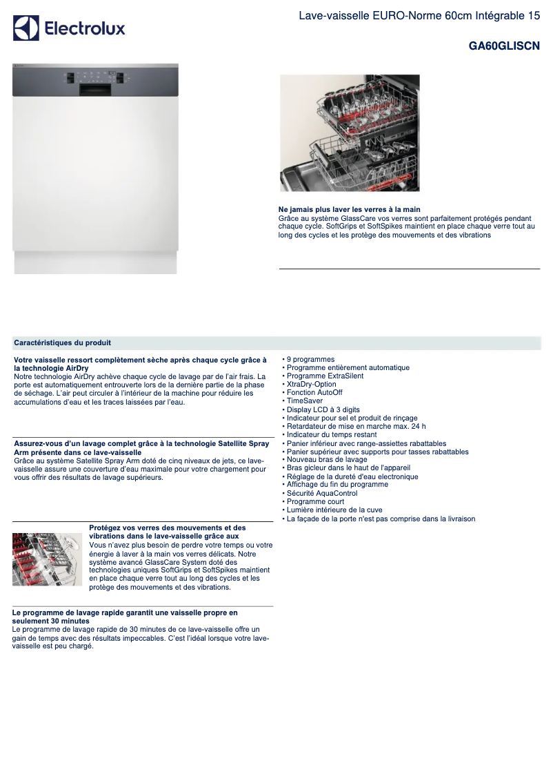 Página 1 del manual Ficha técnica Electrolux GA60GLISCN