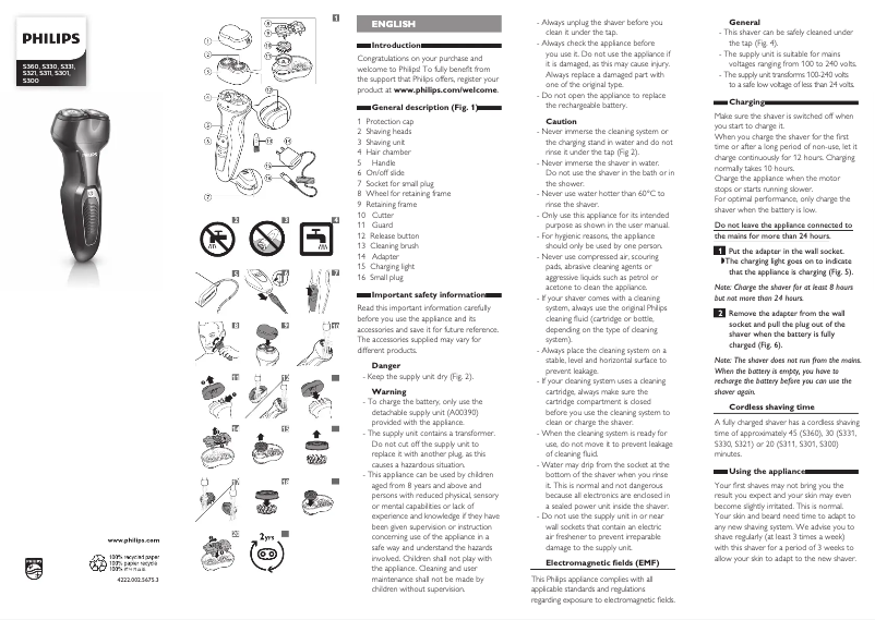 Image de la première page du manuel de l'appareil S360