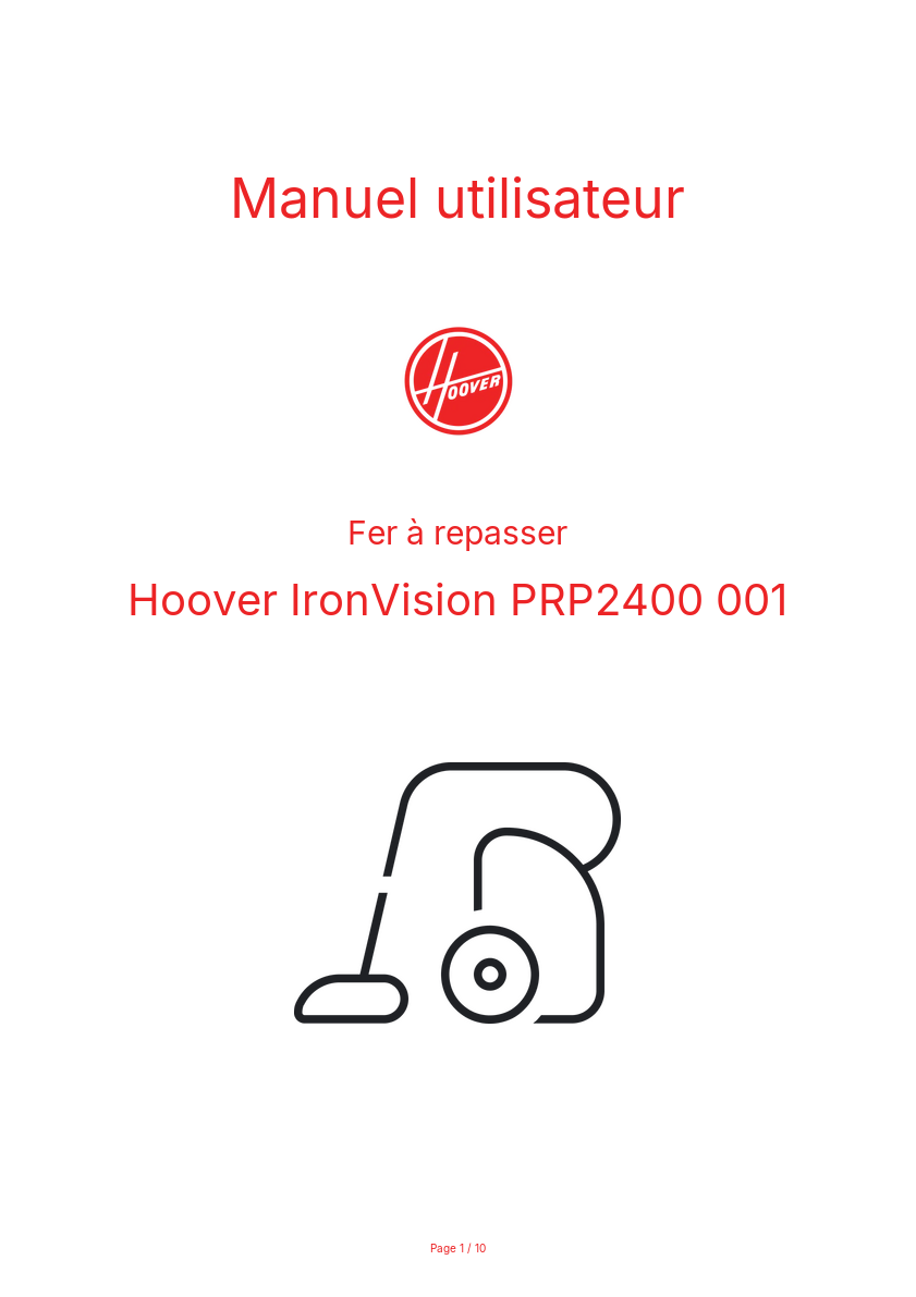 Image de la première page du manuel de l'appareil IronVision PRP2400 001
