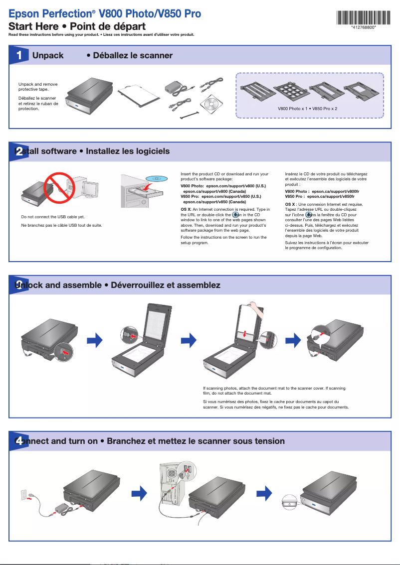 Image de la première page du manuel de l'appareil Perfection V800 Photo